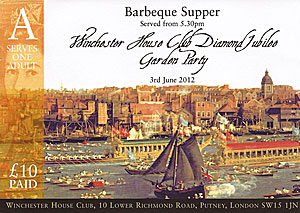 Diamond Jubilee barbeque supper ticket